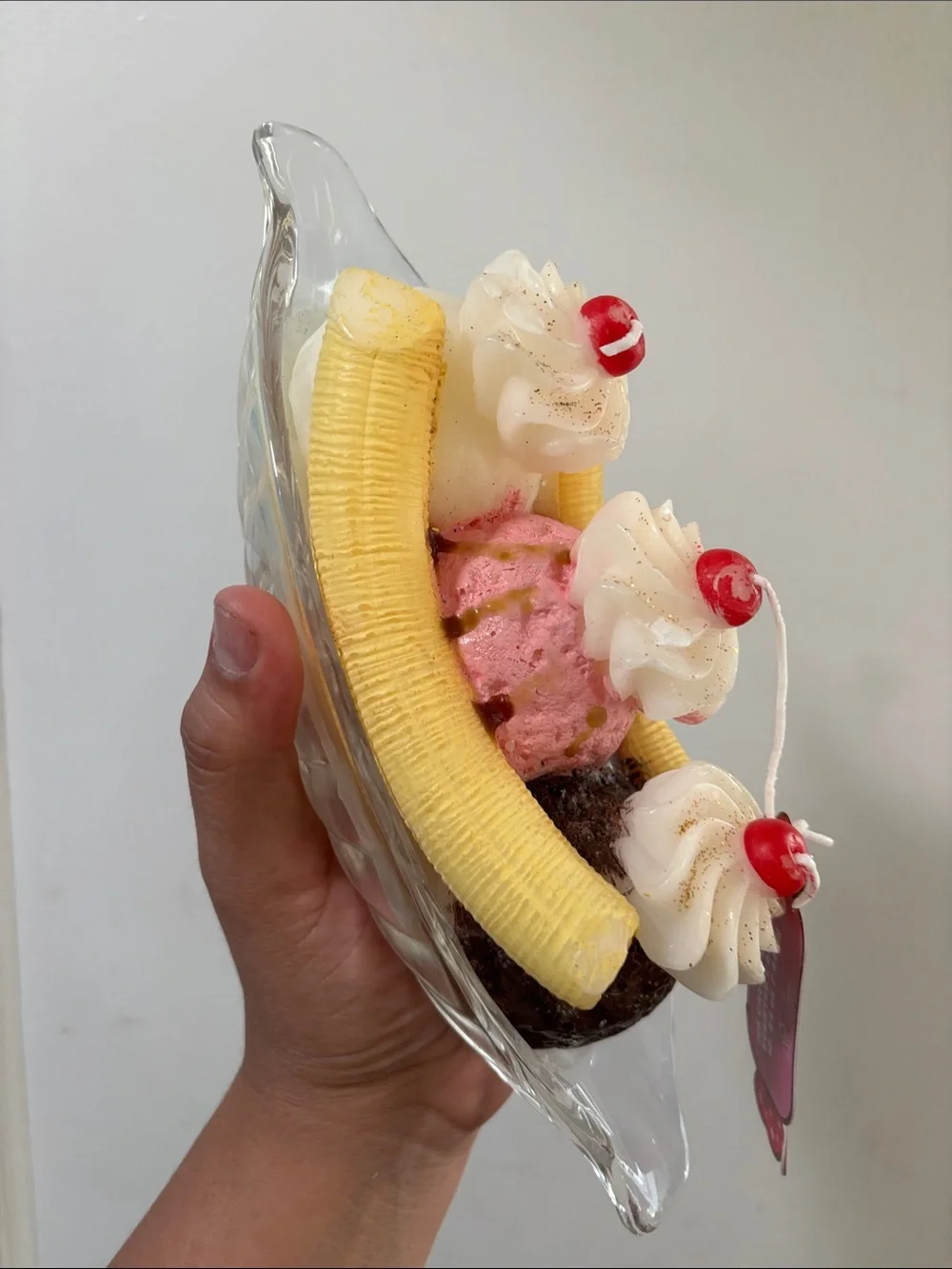 Banana Split Cake Topper — Yellow, Pink, White